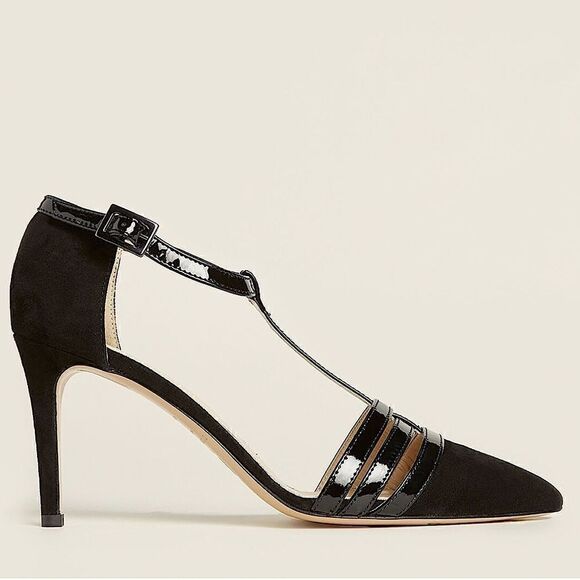 Bruno Magli Cassia Black Leather T Strap Heels - Picture 3 of 8